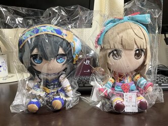 Thumbnail image for A Fumika stuffed and a Yoshino stuffed.